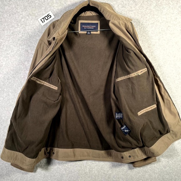 Roundtree & Yorke Bomber Jacket Mens Large Brown Microfiber Full Zip Outdoor - Picture 6 of 9